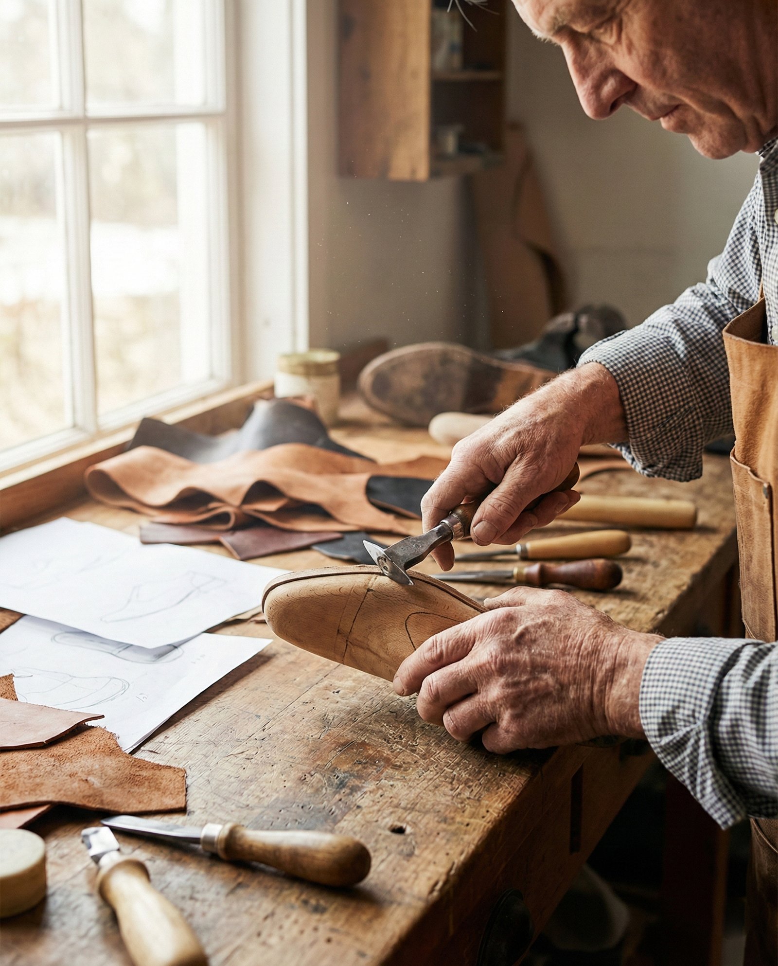 Leather craftsman at work